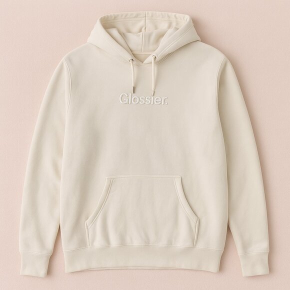 Glossier Cream Hoodie XL | Limited Edition Neutral Logo Sweatshirt Giftable - Picture 1 of 8